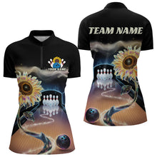Load image into Gallery viewer, Custom Sunflower Bowling Quarter-Zip Shirts For Women, Sunflower Bowling Tournament Team Shirt IPHW8437