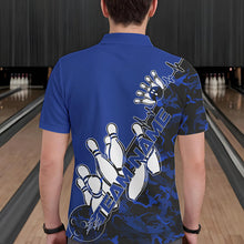 Load image into Gallery viewer, Custom Blue Camo Strike Bowling Polo Shirts For Men, Strike Team Bowling League Shirt Shirt IPHW8446