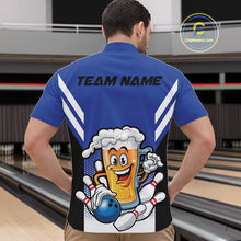 Load image into Gallery viewer, Custom Funny Blue Bowling Jerseys Bowling And Beer Men Quarter-Zip Shirts, Bowling Jerseys IPHW10541