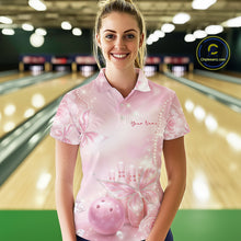 Load image into Gallery viewer, Custom Elegant Roses And Butterfly Women Bowling Polo Shirts, Dreamy Ladies Bowling Shirt IPHW11064