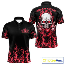 Load image into Gallery viewer, Custom Red Flame Skull Bowling Team Shirts For Men, Halloween Bowling Jerseys IPHW10553
