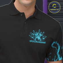 Load image into Gallery viewer, Custom Blue Flame Skull Bowling Team Shirts For Men, Halloween Bowling Jerseys IPHW10555