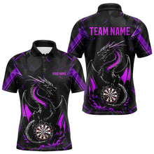 Load image into Gallery viewer, Custom Black And Purple Dragon Dart Polo Shirts For Men, Dart Jerseys Dart Tournament Shirt IPHW8708