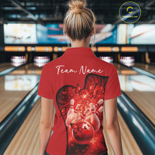 Load image into Gallery viewer, Custom Red Butterfly Bowling Women Team Quarter-Zip Shirt, Ladies Bowlers Outfit IPHW11357