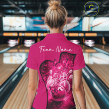 Load image into Gallery viewer, Custom Pink Butterfly Bowling Women Team Polo Shirt, Ladies Bowlers Outfit IPHW11359