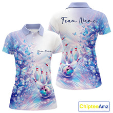 Load image into Gallery viewer, Custom Hologram Butterfly Bowling Women Polo Shirts, Galaxy Ladies Bowling Team Jerseys IPHW11364