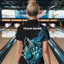 Load image into Gallery viewer, Custom Blue Wolf Howling Women Quarter-Zip Shirt, Wolf Bowling Team Jerseys IPHW10158
