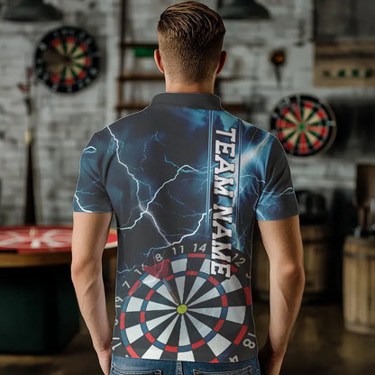 Blue Thunder Lightning Dartboard Custom Dart Polo Shirts For Men, Dart Team Jerseys IPHW8487