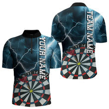 Load image into Gallery viewer, Blue Thunder Lightning Dartboard Custom Dart Quarter-Zip Shirts For Men, Dart Team Jerseys IPHW8487