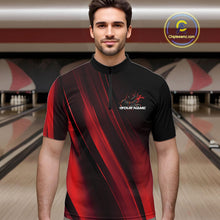 Load image into Gallery viewer, Custom Black And Red Gradient Flame Bowling Team Jerseys, Fire Bowling Shirt For Men IPHW10570