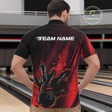 Load image into Gallery viewer, Custom Black And Red Gradient Flame Bowling Team Jerseys, Fire Bowling Shirt For Men IPHW10570