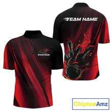 Load image into Gallery viewer, Custom Black And Red Gradient Flame Bowling Team Jerseys, Fire Bowling Shirt For Men IPHW10570