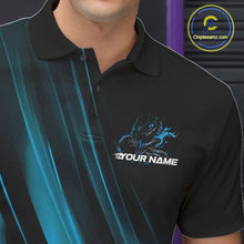 Load image into Gallery viewer, Custom Black And Blue Gradient Flame Bowling Team Jerseys, Fire Bowling Shirt For Men IPHW10571