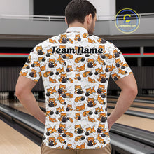 Load image into Gallery viewer, Custom Cute Ginger Tabby Cat Bowling Men Quarter-Zip Shirts, Cat Bowling Team Shirt IPHW10303