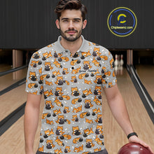 Load image into Gallery viewer, Custom Cute Ginger Tabby Cat Bowling Men Polo Shirts, Cat Bowling Team Shirt IPHW10304