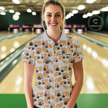 Load image into Gallery viewer, Custom Cute Ginger Tabby Cat Bowling Women Polo Shirts, Cat Bowling Team Shirt IPHW10304