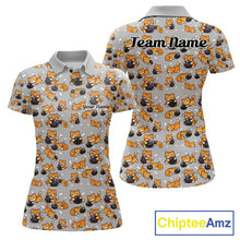 Load image into Gallery viewer, Custom Cute Ginger Tabby Cat Bowling Women Polo Shirts, Cat Bowling Team Shirt IPHW10304