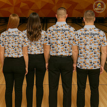 Load image into Gallery viewer, Custom Cute Ginger Tabby Cat Bowling Men Polo Shirts, Cat Bowling Team Shirt IPHW10304