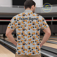 Load image into Gallery viewer, Custom Cute Ginger Tabby Cat Bowling Men Quarter-Zip Shirts, Cat Bowling Team Shirt IPHW10304