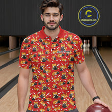 Load image into Gallery viewer, Custom Cute Ginger Tabby Cat Bowling Men Polo Shirts, Cat Bowling Team Shirt IPHW10305