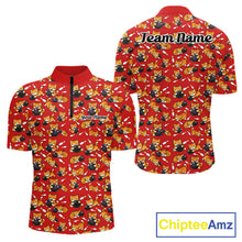 Load image into Gallery viewer, Custom Cute Ginger Tabby Cat Bowling Men Quarter-Zip Shirts, Cat Bowling Team Shirt IPHW10305