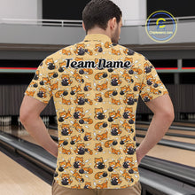Load image into Gallery viewer, Custom Cute Ginger Tabby Cat Bowling Men Quarter-Zip Shirts, Cat Bowling Team Shirt IPHW10306