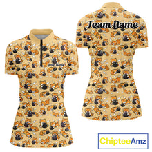 Load image into Gallery viewer, Custom Cute Ginger Tabby Cat Bowling Women Quarter-Zip Shirts, Cat Bowling Team Shirt IPHW10306