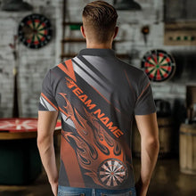 Load image into Gallery viewer, Custom Black And Orange Flame Dartboard Dart Team Polo Shirts For Men, Fire Dart Jerseys IPHW8507
