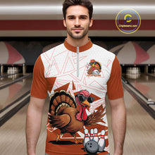 Load image into Gallery viewer, White And Orange Custom Funny Turkey Bowling Men Shirt, Bowling League Team Shirt IPHW10807