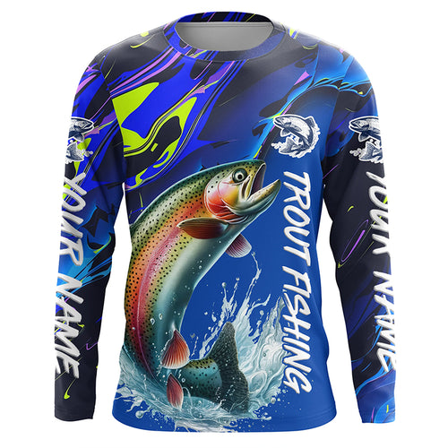 Personalized Rainbow Trout Long Sleeve Fishing Shirts, Trout Fly Fishing Jerseys IPHW6536