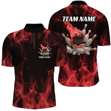 Load image into Gallery viewer, Red Fire Bowling Ball And Pins Custom Shirts For Men And Women, Flame Bowling Team Jerseys IPHW6701