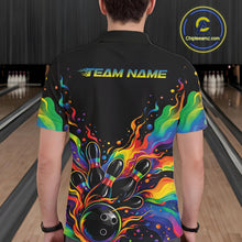Load image into Gallery viewer, Custom Colorful Rainbow Colors Flame Bowling Men Polo Shirt, Bowling Tournament Shirt IPHW10307