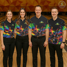 Load image into Gallery viewer, Custom Colorful Rainbow Colors Flame Bowling Men Polo Shirt, Bowling Tournament Shirt IPHW10307