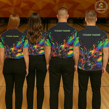 Load image into Gallery viewer, Custom Colorful Rainbow Colors Flame Bowling Men Polo Shirt, Bowling Tournament Shirt IPHW10307