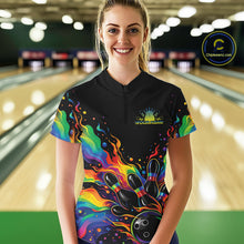 Load image into Gallery viewer, Custom Colorful Rainbow Colors Flame Bowling Women Shirt, Bowling Tournament Shirt IPHW10307