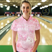 Load image into Gallery viewer, Custom Elegant Roses And Butterfly Women Bowling Polo Shirts, Ladies Bowling Shirt IPHW10312
