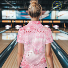 Load image into Gallery viewer, Custom Elegant Roses And Butterfly Women Bowling Polo Shirts, Ladies Bowling Shirt IPHW10312