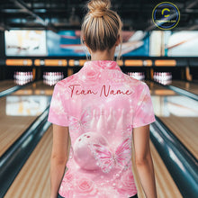 Load image into Gallery viewer, Custom Elegant Roses And Butterfly Women Bowling Quarter-Zip Shirt, Ladies Bowling Shirt IPHW10313