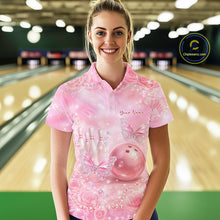 Load image into Gallery viewer, Custom Elegant Roses And Butterfly Women Bowling Polo Shirts, Ladies Bowling Shirt IPHW10314