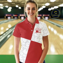 Load image into Gallery viewer, Custom White And Red Retro Style Bowling Team Shirts For Women, Bowling Jerseys IPHW10602