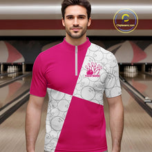Load image into Gallery viewer, Custom White And Pink Retro Style Bowling Team Shirts For Men And Women, Bowling Jerseys IPHW10603