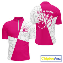 Load image into Gallery viewer, Custom White And Pink Retro Style Bowling Team Shirts For Men And Women, Bowling Jerseys IPHW10603