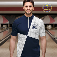 Load image into Gallery viewer, Custom White And Blue Retro Style Bowling Team Shirts For Men And Women, Bowling Jerseys IPHW10605