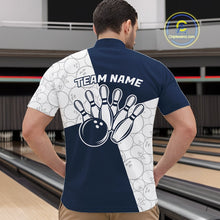 Load image into Gallery viewer, Custom White And Blue Retro Style Bowling Team Shirts For Men And Women, Bowling Jerseys IPHW10605