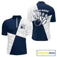 Load image into Gallery viewer, Custom White And Blue Retro Style Bowling Team Shirts For Men And Women, Bowling Jerseys IPHW10605