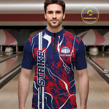 Load image into Gallery viewer, Custom Red,White And Blue Camo Strike Bowling Shirts, Patriotic Men Bowling Team Jerseys IPHW10610