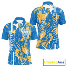 Load image into Gallery viewer, Custom Azure Blue And Yellow Camo Strike Bowling Shirt, Men Bowling League Team Jerseys IPHW10615