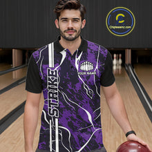 Load image into Gallery viewer, Custom Purple Camo Strike Bowling Shirts For Men, Bowling League Team Jerseys IPHW10616