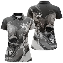 Load image into Gallery viewer, Personalized Skull Bowling Shirt For Women, Custom Team'S Name Flame Bowler Jerseys IPHW5168