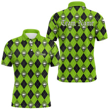 Load image into Gallery viewer, Green Argyle Pattern Custom Skull Bowling Shirts For Men, Halloween Outfit Bowling IPHW7299